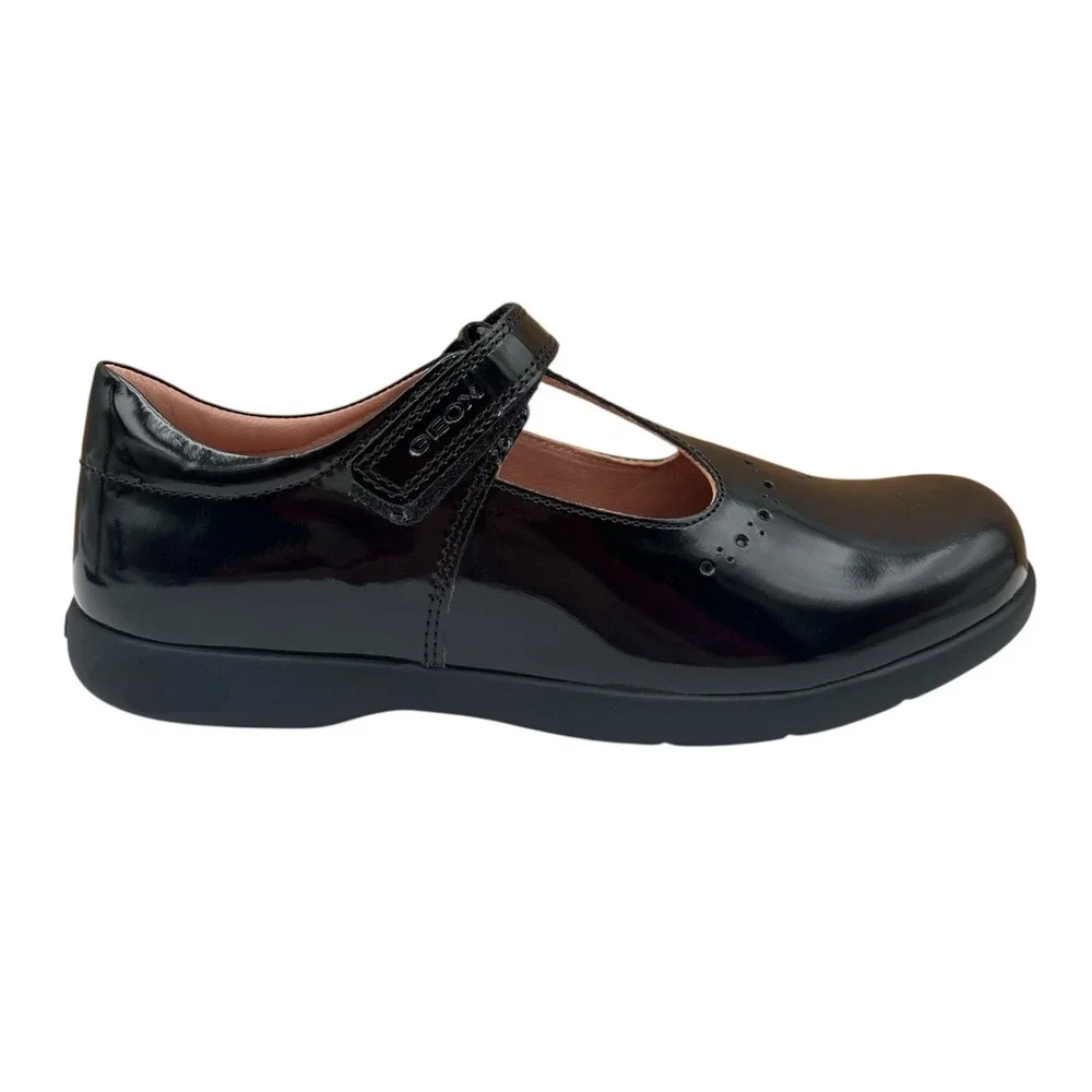 Geox Youth Big Girls Naimara T-strap‎ Dress School Shoes Size 3 Solid Black